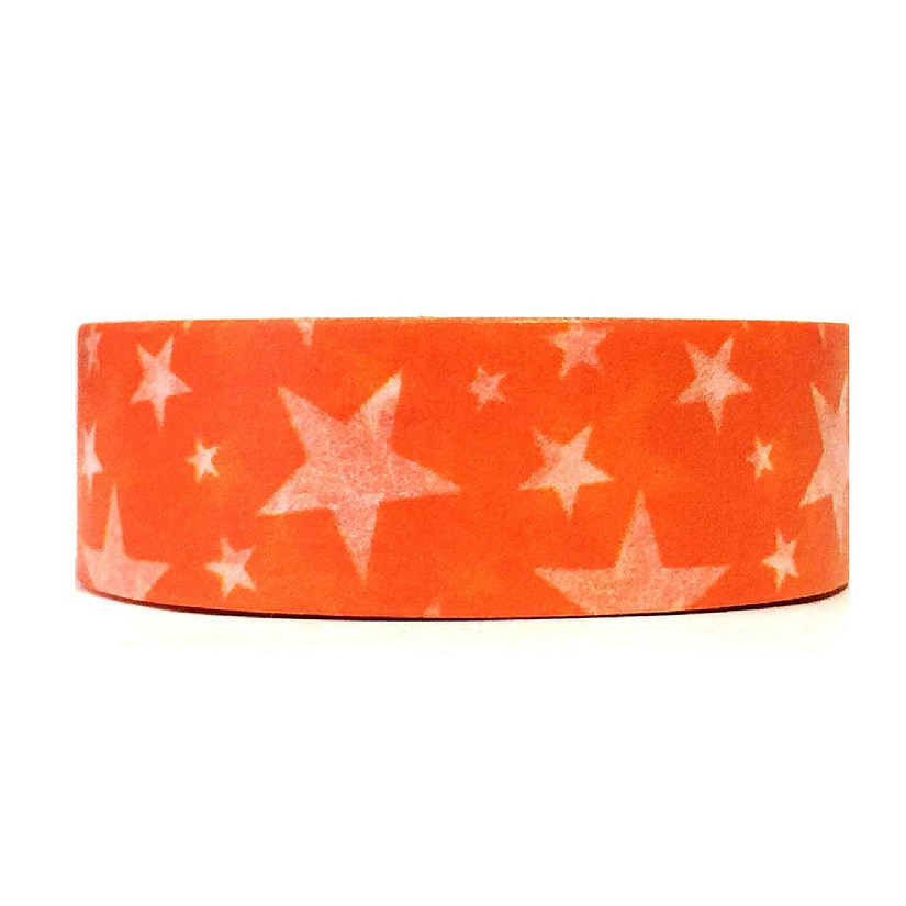 Wrapables Decorative Washi Masking Tape, Tangerine Stars Image