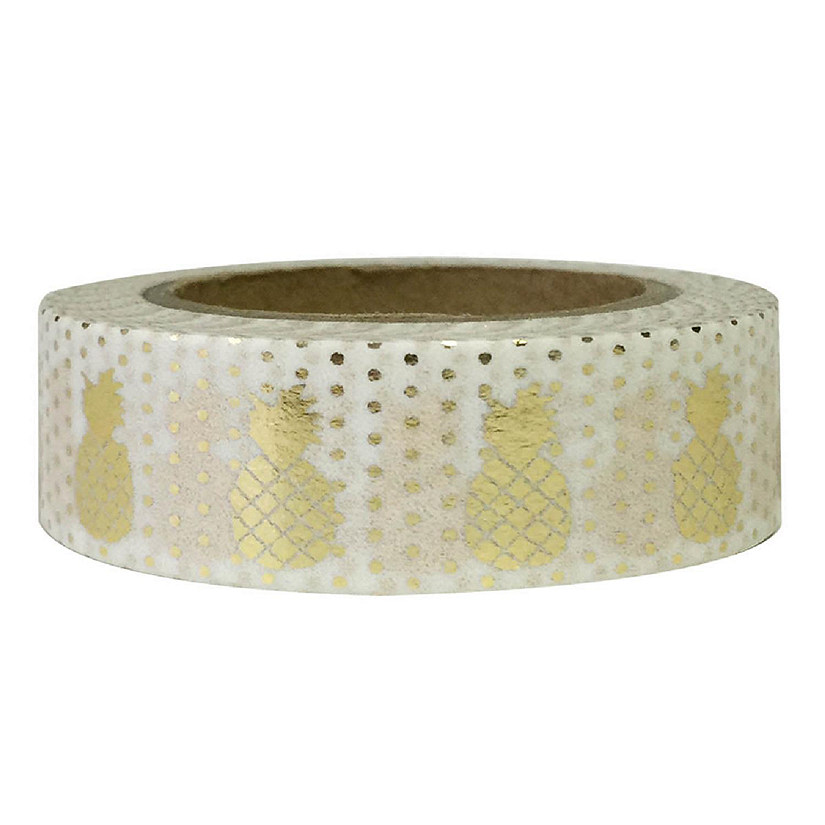 Wrapables Decorative Washi Masking Tape, Tropical Gold Foil Pineapple Image