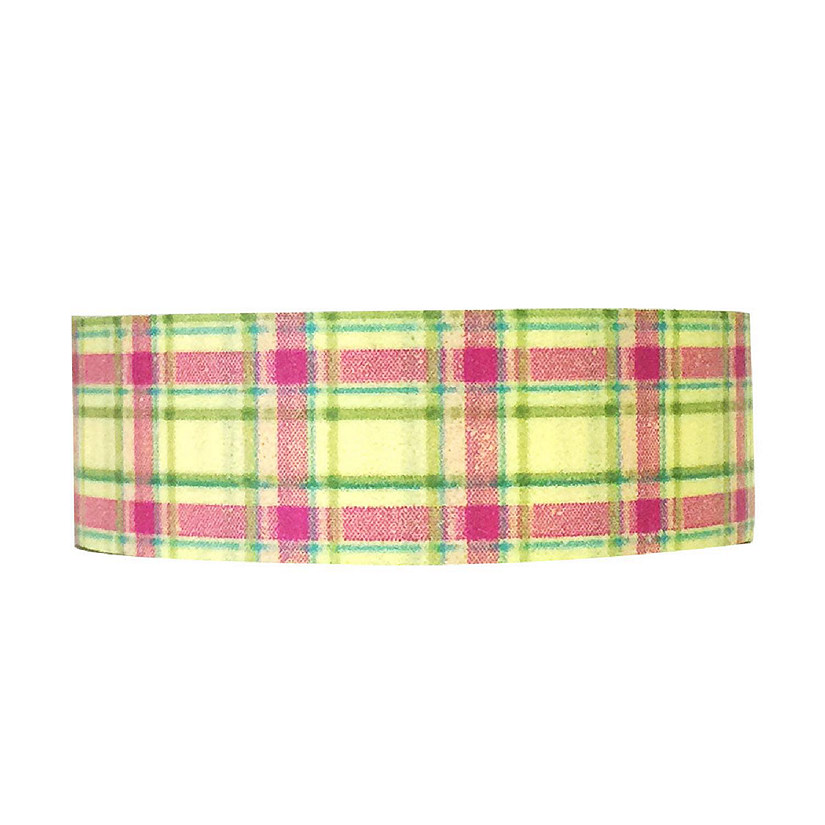 Wrapables Decorative Washi Masking Tape, Yellow and Pink Plaid Image