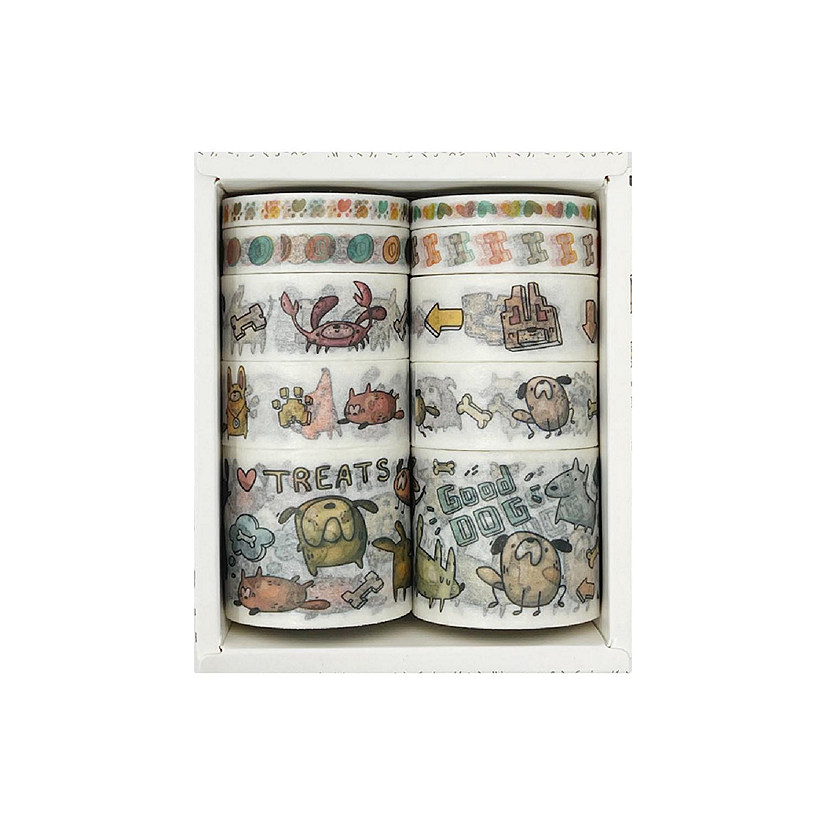 Wrapables Decorative Washi Tape Box Set (10 Rolls), Good Doggy Image