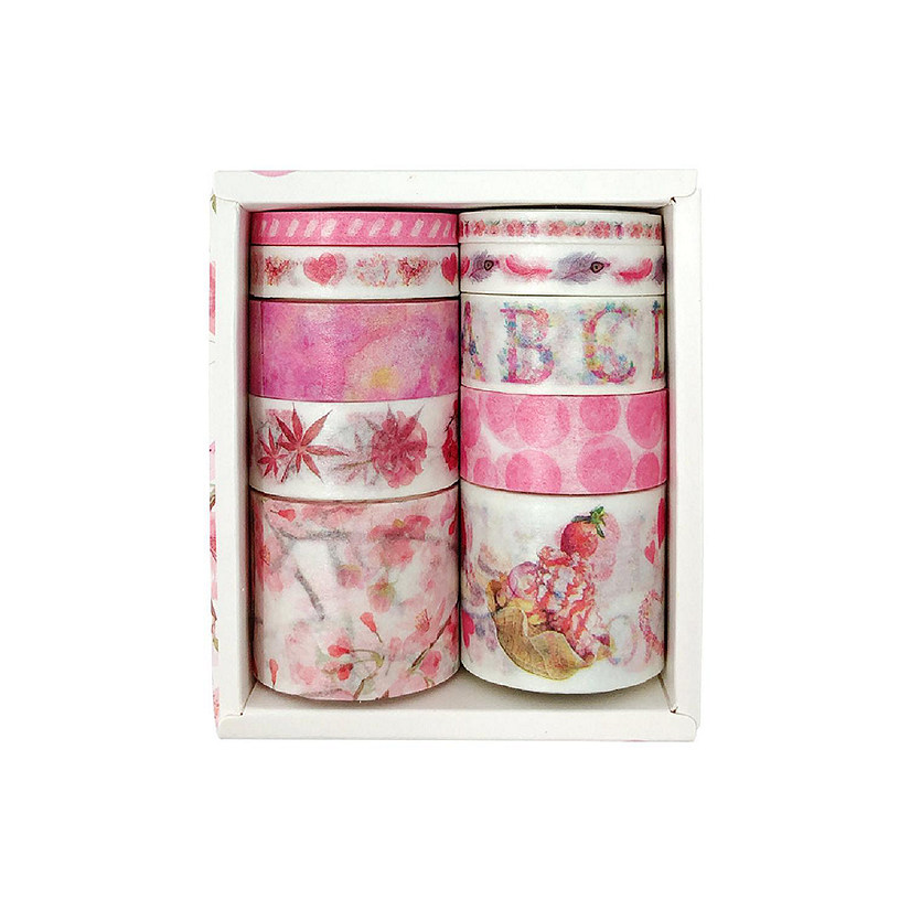 Wrapables Decorative Washi Tape Box Set (10 Rolls), Happy Pink Image