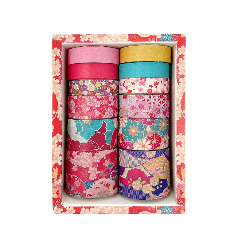 Wrapables Decorative Washi Tape Box Set (12 Rolls), Cherry Blossoms Image