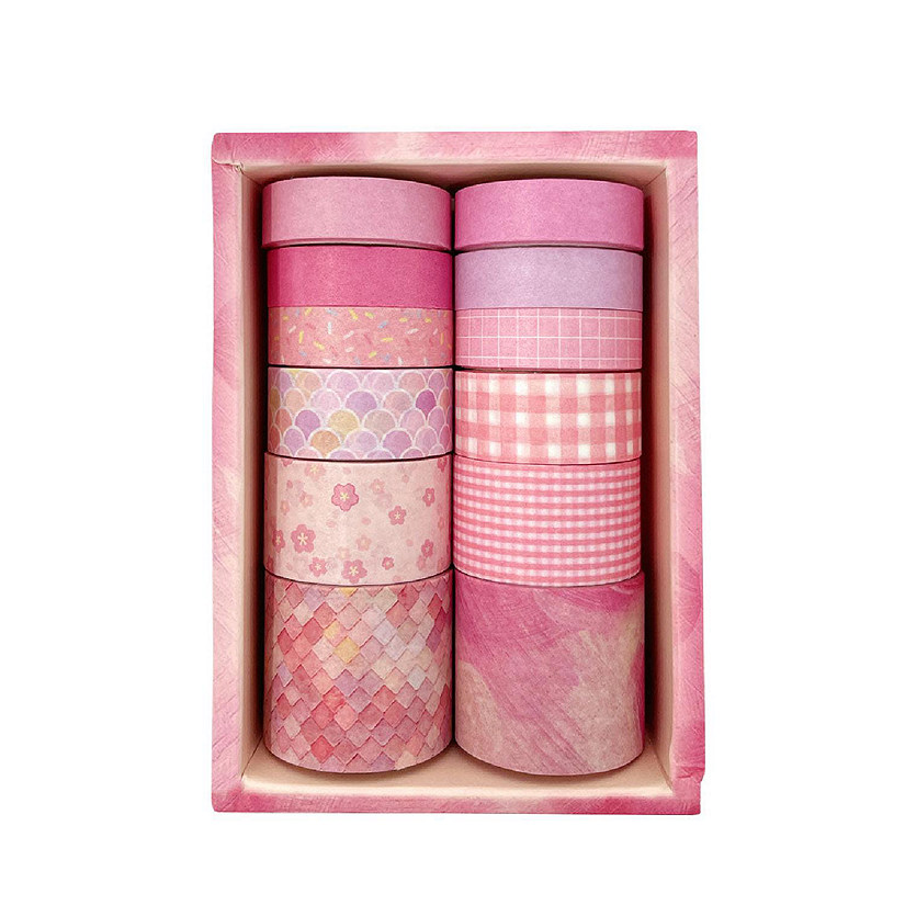 Wrapables Decorative Washi Tape Box Set (12 Rolls), Pink Image