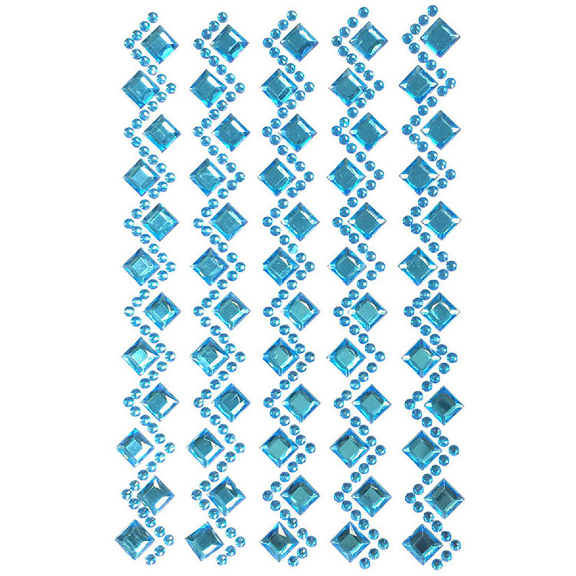 Wrapables Diamond and Round Acrylic Self Adhesive Crystal Gem Stickers, Blue Image