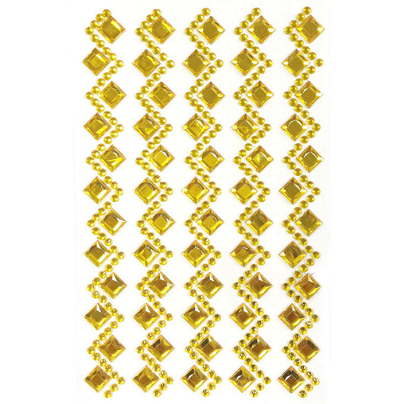 Wrapables Diamond and Round Acrylic Self Adhesive Crystal Gem Stickers, Gold Image