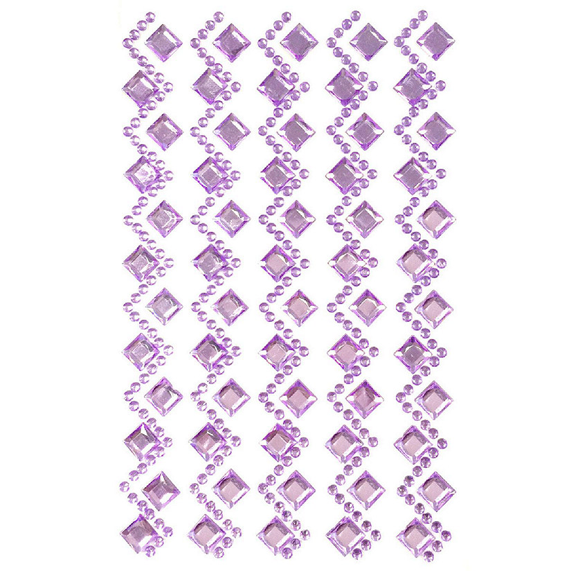 Wrapables Diamond and Round Acrylic Self Adhesive Crystal Gem Stickers, Purple Image