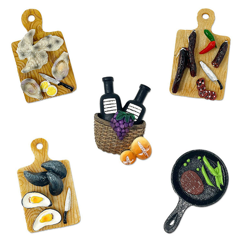 Wrapables Dinner 3D Resin Fridge Magnets, Food Simulation Refrigerator Magnets (Set of 5) Image