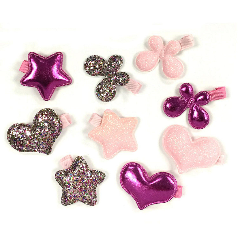 Wrapables Dress Up Glitter and Metallic Shine Hair Clips, Set of 9 Image