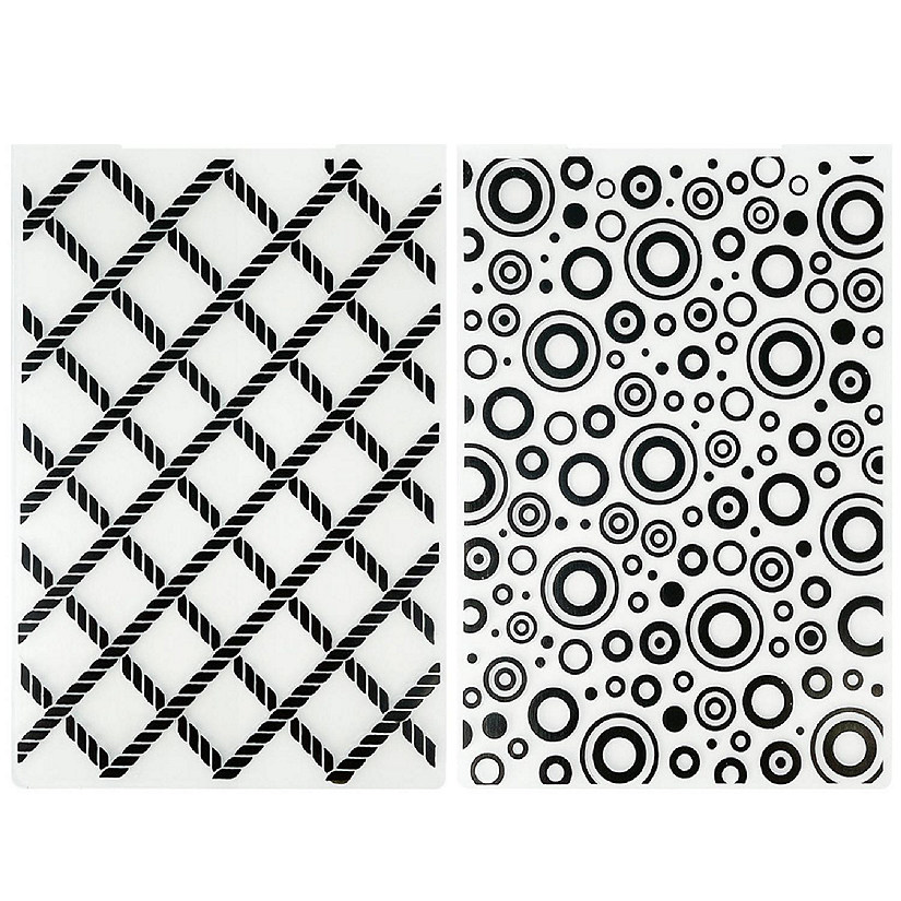 Wrapables Embossing Folder Paper Stamp Template for Scrapbooking, Card Making, DIY Arts & Crafts (Set of 2), Bubbles and Weave Image