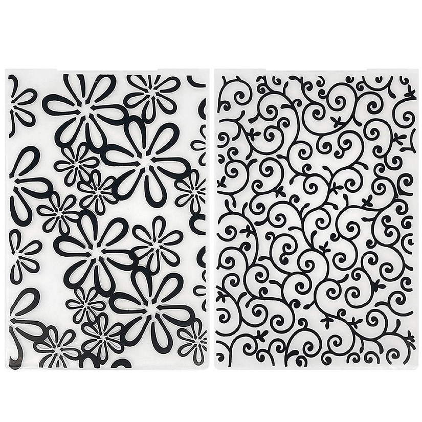 Wrapables Embossing Folder Paper Stamp Template for Scrapbooking, Card Making, DIY Arts & Crafts (Set of 2), Flowers and Vines Image