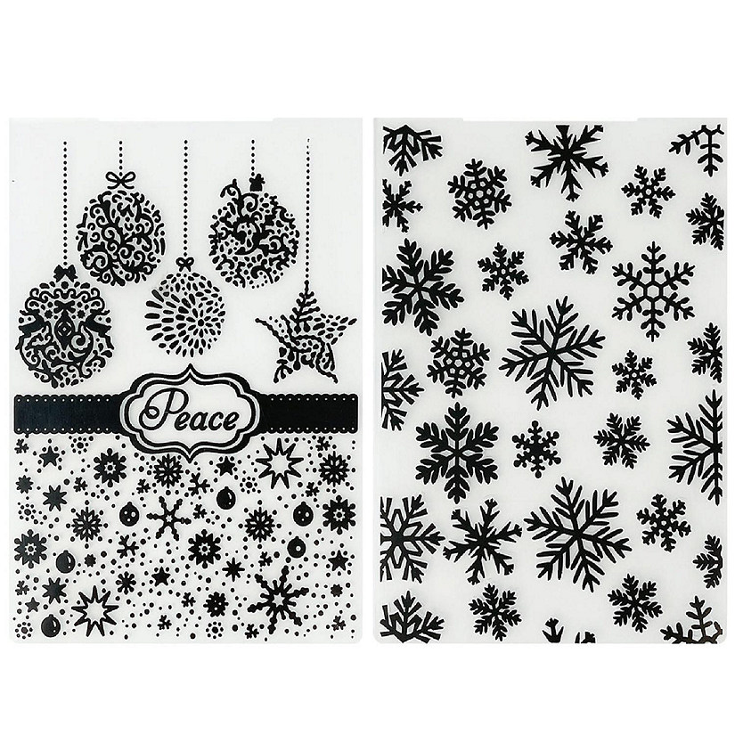 Wrapables Embossing Folder Paper Stamp Template for Scrapbooking, Card Making, DIY Arts & Crafts (Set of 2), Snowflakes Image