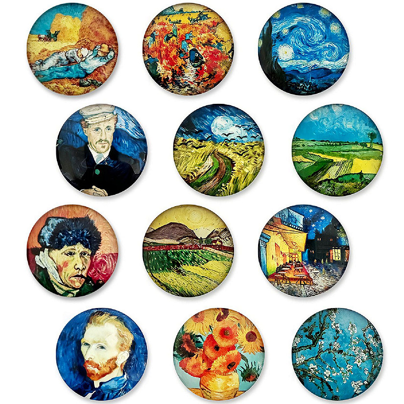 Wrapables Famous Paintings Crystal Glass Magnets, Refrigerator Magnets (Set of 12) Image