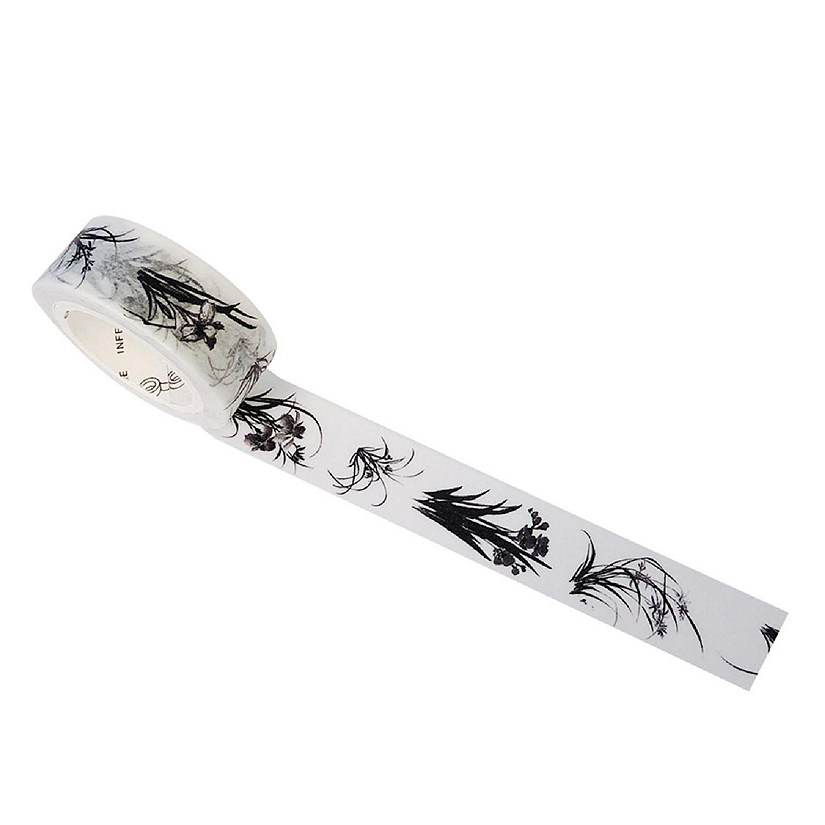 Wrapables&#174; Flowers and Greens 15mm x 7M Washi Masking Tape, Gray Floral Image