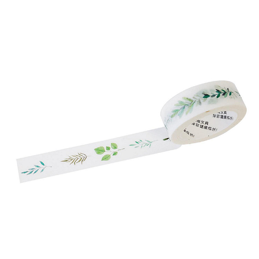 Wrapables&#174; Flowers and Greens 15mm x 7M Washi Masking Tape, Green Sprig Image