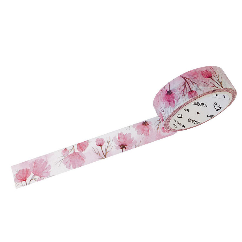 Wrapables&#174; Flowers and Greens 15mm x 7M Washi Masking Tape, Pink Blossoms Image