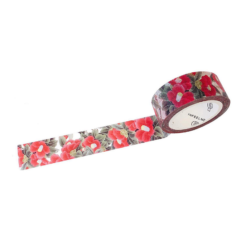 Wrapables&#174; Flowers and Greens 15mm x 7M Washi Masking Tape, Red Petunias Image