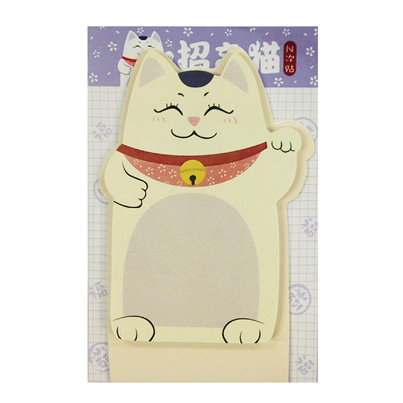 Wrapables Fortune Cat Memo Bookmark Sticky Notes (Set of 2), Gray Image
