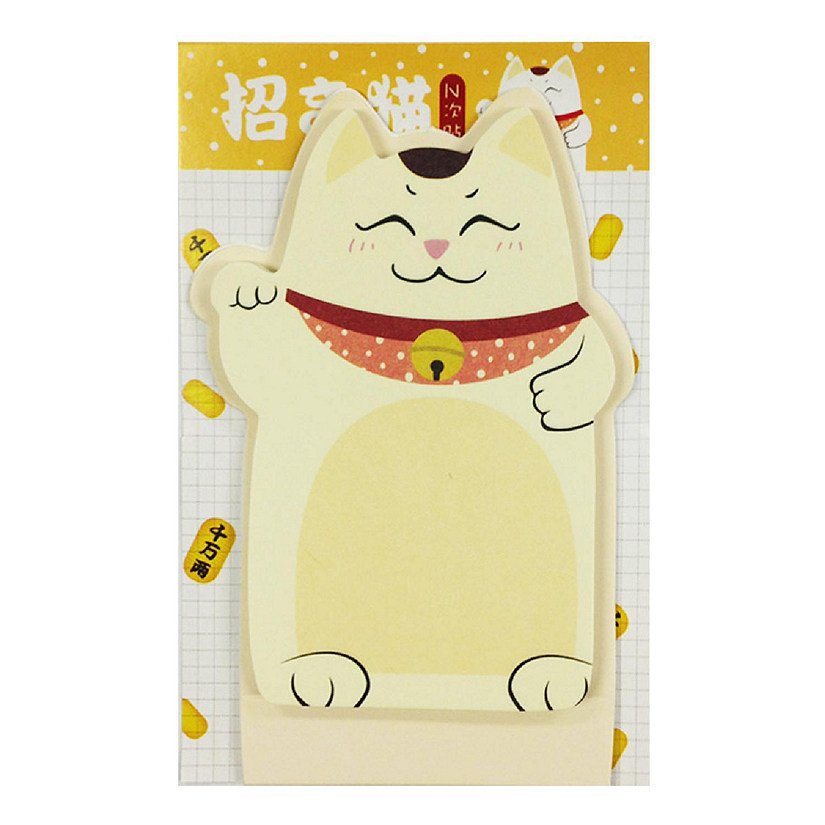 Wrapables Fortune Cat Memo Bookmark Sticky Notes (Set of 2), Khaki Image
