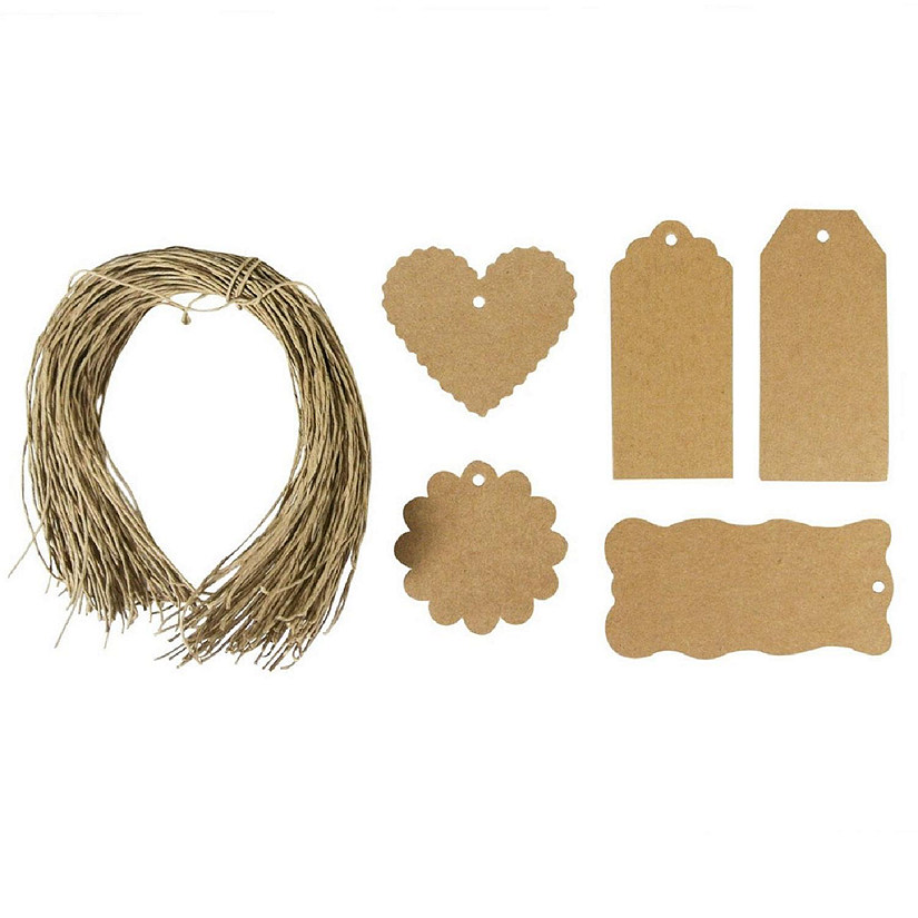 Wrapables Gift Tags/ Kraft Hang Tags with Free Cut String (100pcs) Image