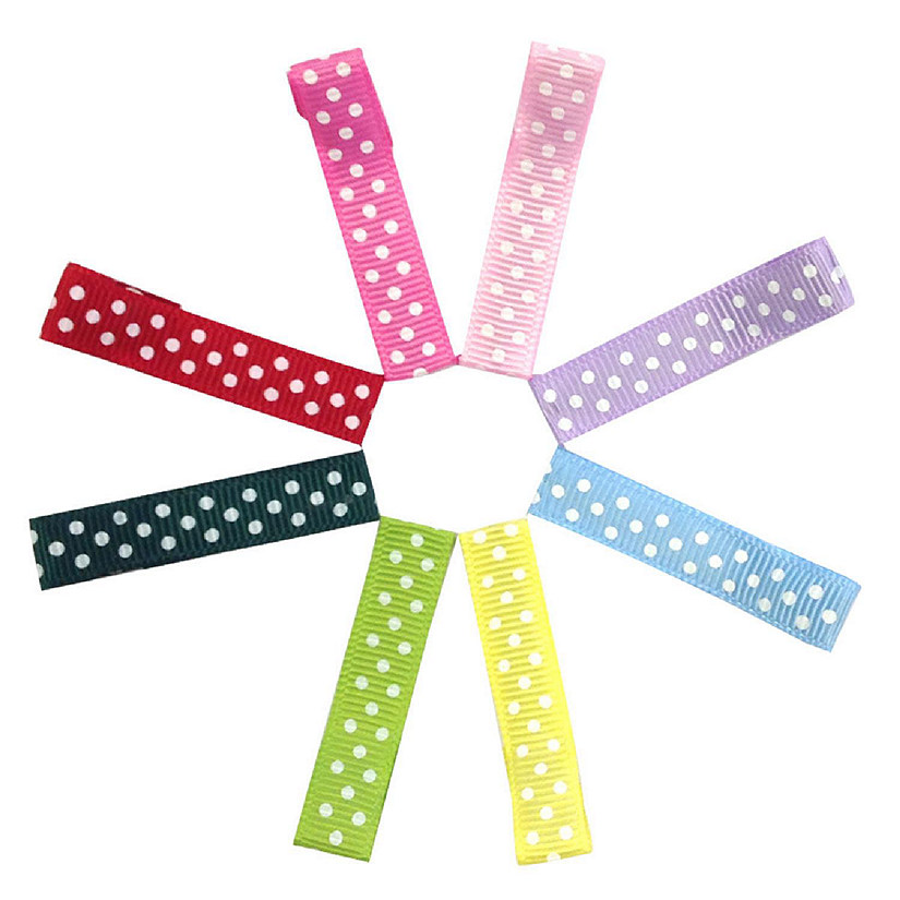 Wrapables Girls Ribbon Lined Alligator Clips (Set of 8), Polka Dots Image
