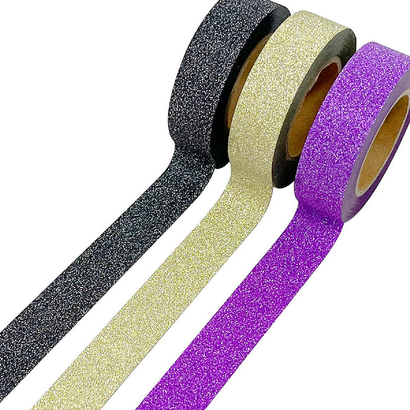 Wrapables Glitter and Shine Washi Tapes Decorative Masking Tapes (Set of 3), Solid Glitter Bold Image