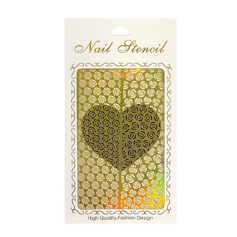 Wrapables Gold Nail Art Guide Large Nail Stencil Sheet - Roses Image