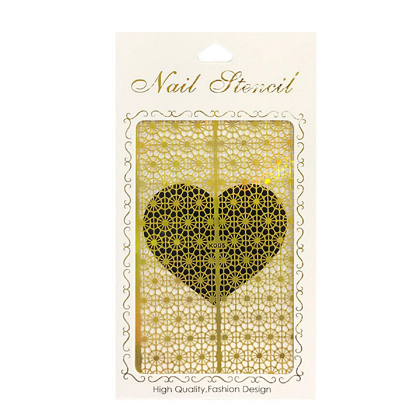 Wrapables Gold Nail Art Guide Large Nail Stencil Sheet - Web Image