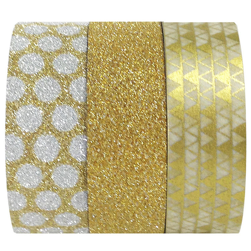 Wrapables Gold Treasure 5M x 15mm Washi Masking Tape (set of 3) Image