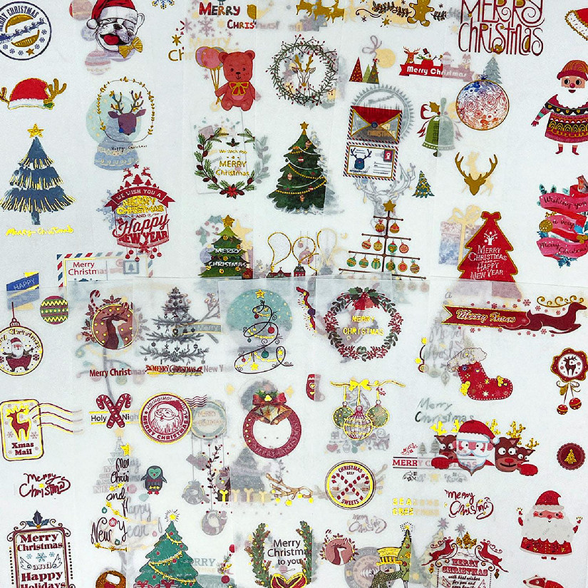 Wrapables Holiday Washi Stickers with Gold Foil (12 Sheets) Image