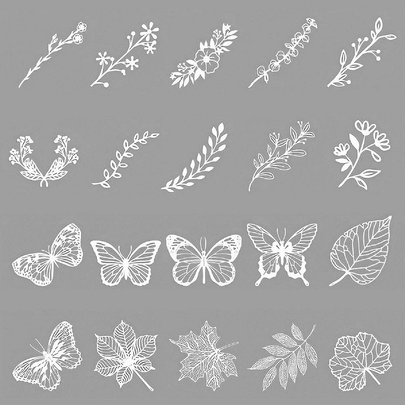 Wrapables Hollow Lace Paper for Arts & Crafts, Scrapbooking, Stationery, Photo Albums (Set of 2), Butterflies & Sprigs Image