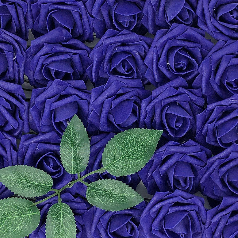 Wrapables Indigo Artificial Flowers, Real Touch Latex Roses Image