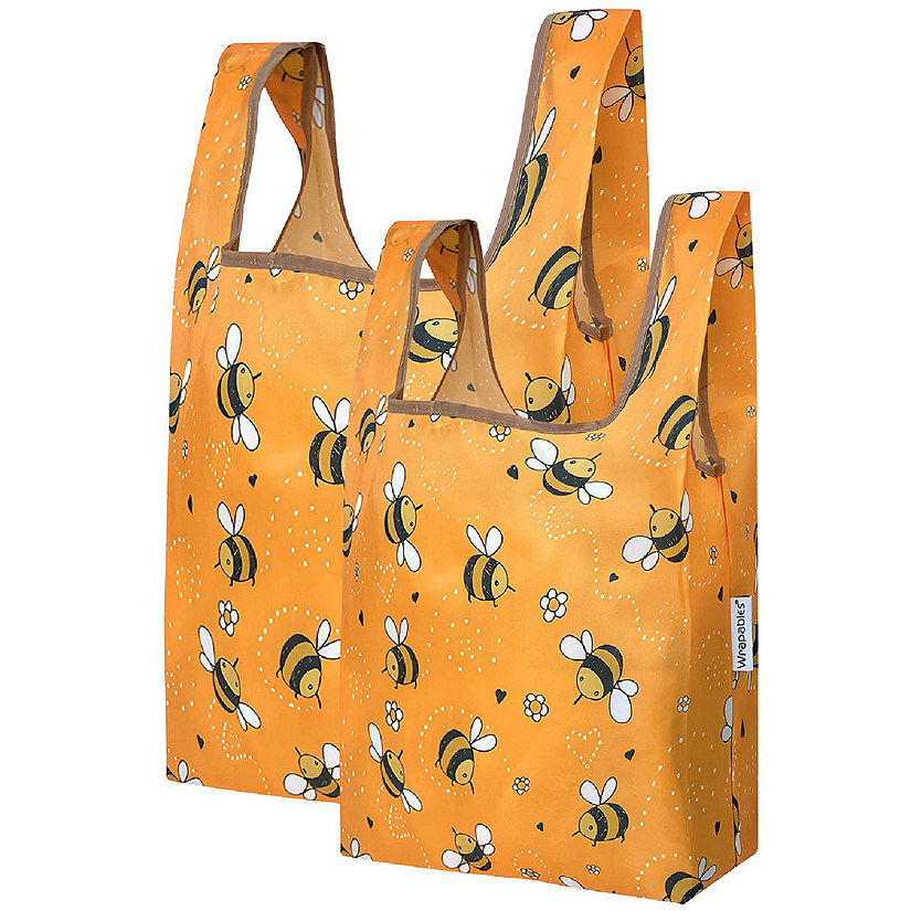 Wrapables JoliBag Nylon Reusable Grocery Bag, 2 Pack, Bumblebee Image