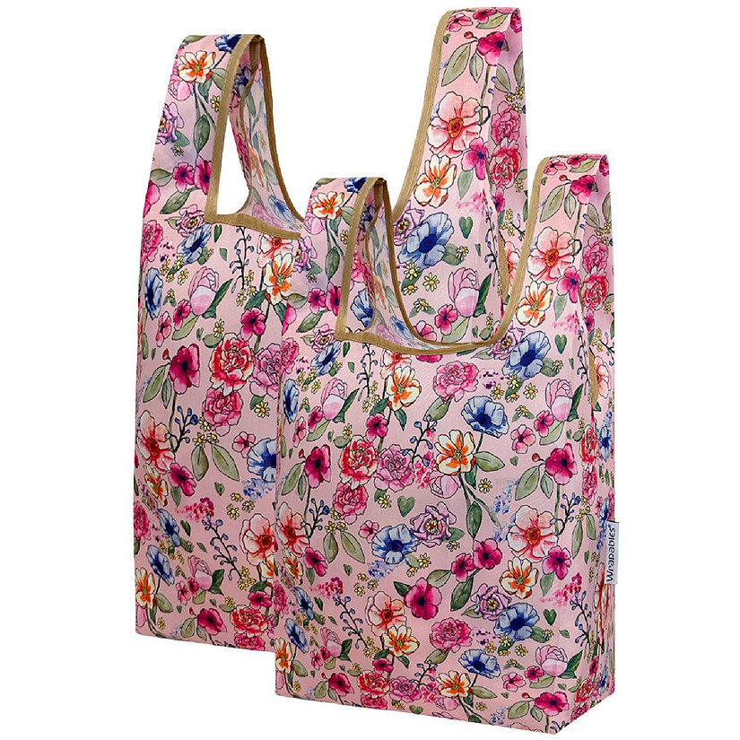 Wrapables JoliBag Nylon Reusable Grocery Bag, 2 Pack, Easter Floral Image