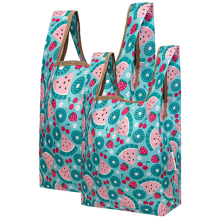 Wrapables JoliBag Nylon Reusable Grocery Bag, 2 Pack, Summer Fruits Image