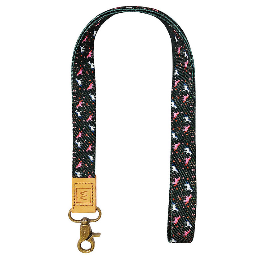 Wrapables Lanyard Keychain and ID Badge Holder, Unicorns Black Image