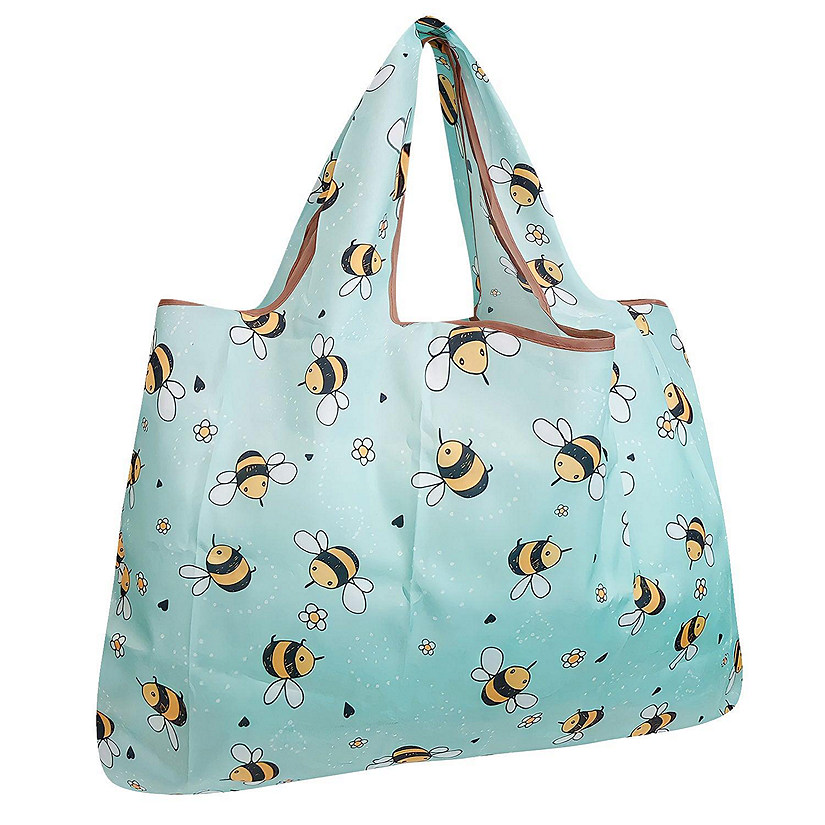 Wrapables Large Foldable Tote Nylon Reusable Grocery Bag, Bumble Bees Image