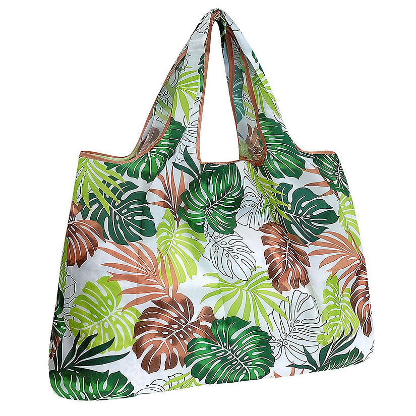 Wrapables Large Foldable Tote Nylon Reusable Grocery Bag, Fern Leaves Image