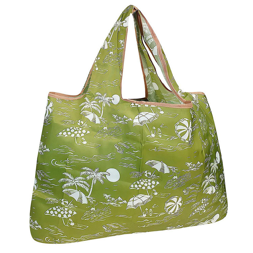 Wrapables Large Foldable Tote Nylon Reusable Grocery Bag, Green Paradise Image