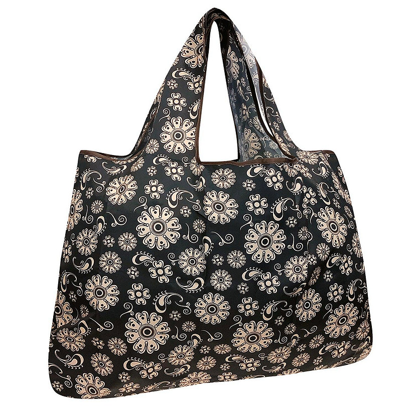 Wrapables Large Foldable Tote Nylon Reusable Grocery Bag, Paisley Floral Image
