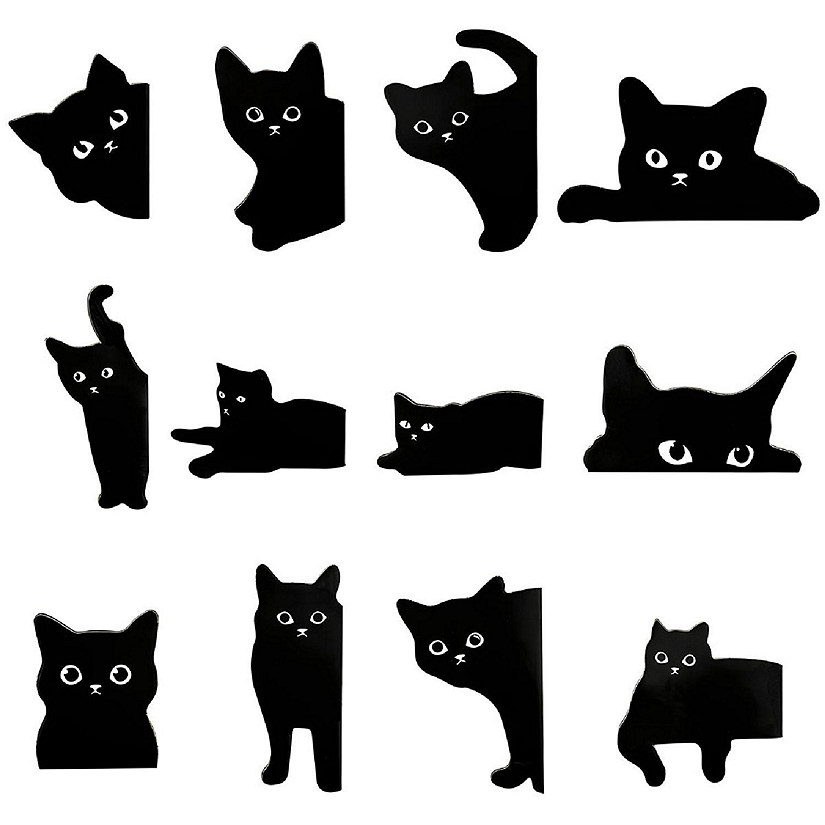 Wrapables Magnetic Black Cat Bookmarks, Page Marker, Foldable Cat Page Clips (24 pcs) Image