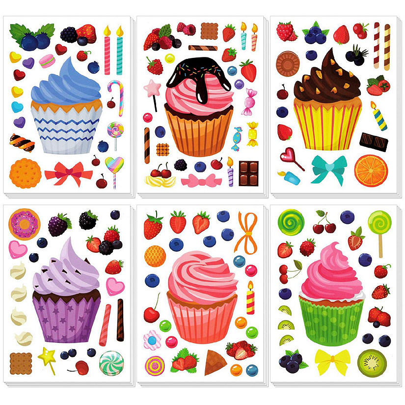 Wrapables Make Your Own Sticker Sheets 24 Sheets Cupcakes Image