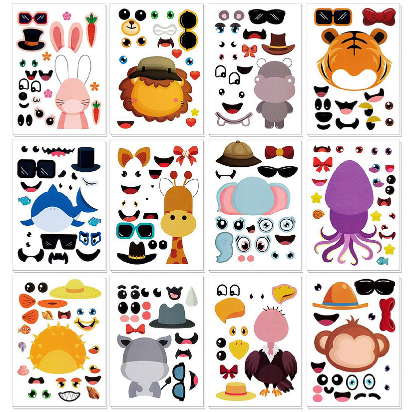 Wrapables Make Your Own Sticker Sheets, Make a Face 24 Sheets Zoo Animals Image