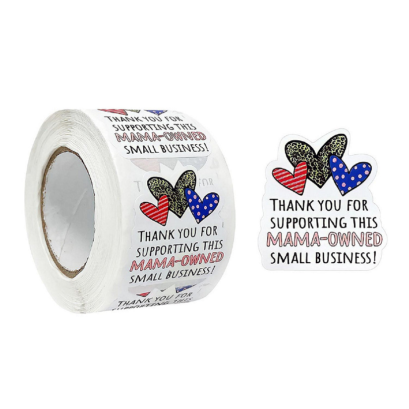 Wrapables Mama-Owned Small Business Thank You Stickers Roll, Sealing Stickers and Labels for Boxes, Envelopes, Bags and Packages (500pcs) Image