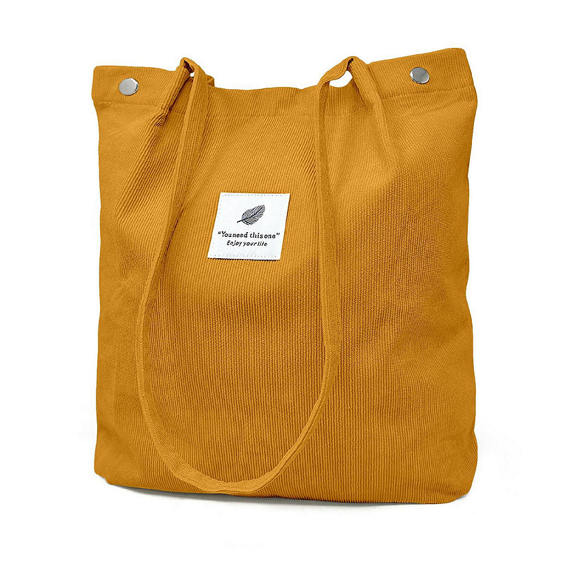 Wrapables Marigold Corduroy Tote Bag, Casual Everyday Shoulder Handbag Image