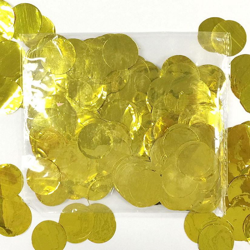 Wrapables Metallic Gold Mylar Round Tissue Paper Confetti 1" Circle Confetti Image