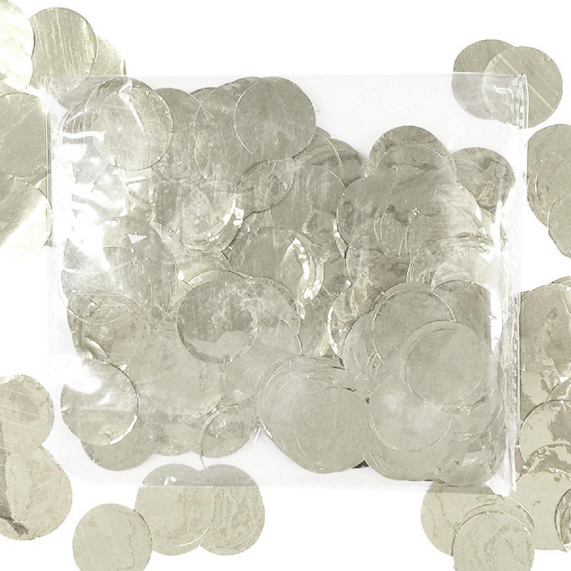 Wrapables Metallic Silver Mylar Round Tissue Paper Confetti 1" Circle Confetti Image