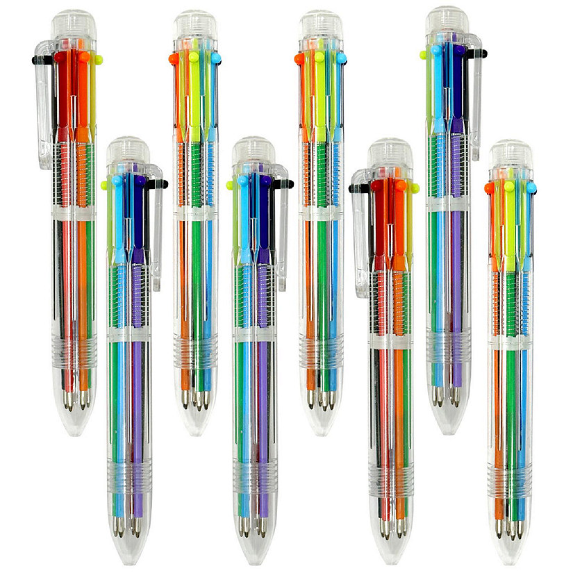 Wrapables Multi-Color 6-in-1 Retractable Ballpoint Pens (Set of 8), Bright Image