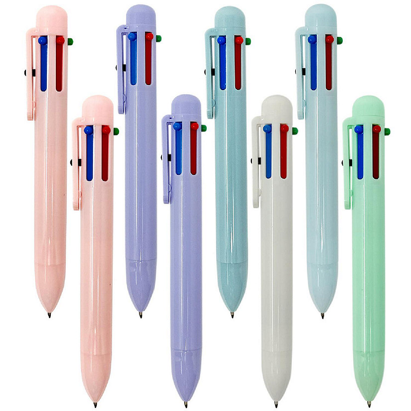 Wrapables Multi-Color 6-in-1 Retractable Ballpoint Pens (Set of 8), Pastel Image