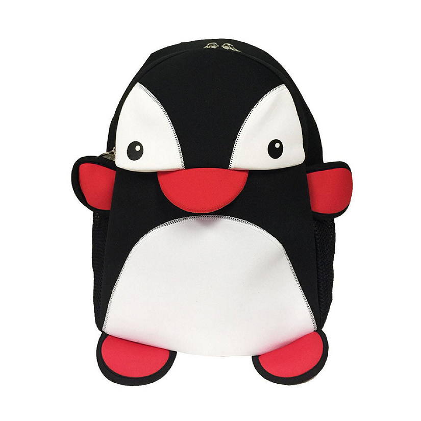 Wrapables Neoprene Fun Pals Backpack for Toddlers, Black and White Penguin Image