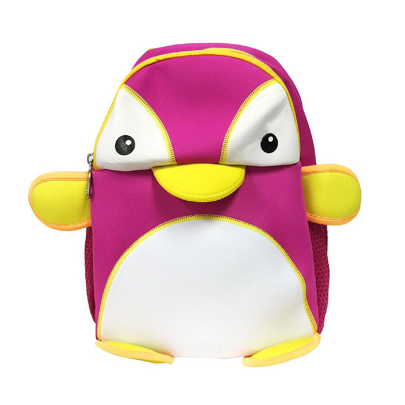 Wrapables Neoprene Fun Pals Backpack for Toddlers, Pink and White Penguin Image